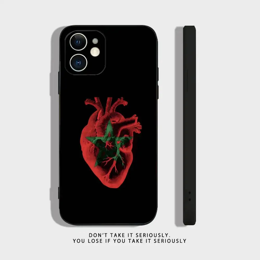 Morocco Flag Phone Case For iPhone 17 16,15,14,13,12,11,Pro,XS,Max,XR,Plus,Mini Soft Silicone Black Shockproof Peaceful Pleasures Health and Wellness