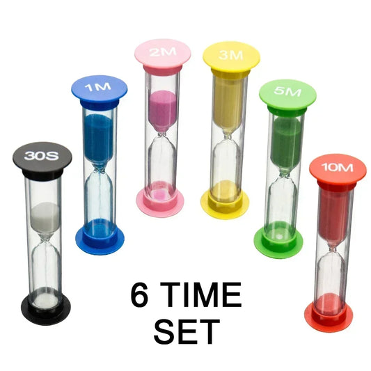 6-Piece Colorful Hourglass Sand Timer Set – 30 Sec to 10 Min Hourglass Sand Timer Peaceful Pleasures Health and Wellness