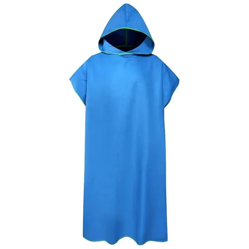 Microfiber Surf Poncho Hooded Changing Robe | Quick-Dry Beach Towel Surf Changing Robe Peaceful Pleasures Health and Wellness Blue
