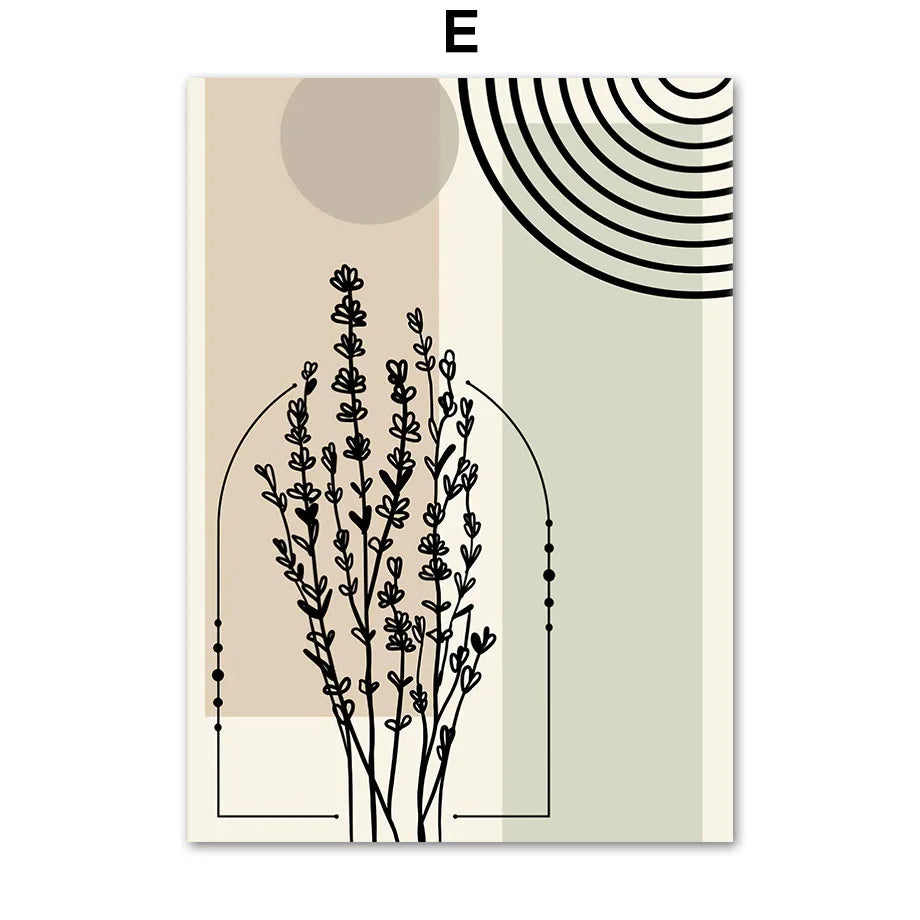 Boho Sage Green Leaves Face Posters Abstract Artwork Geometric Wall Art Canvas Painting Nordic Art Poster Living Room Home De Peaceful Pleasures Health and Wellness E 20x30cm Unframed