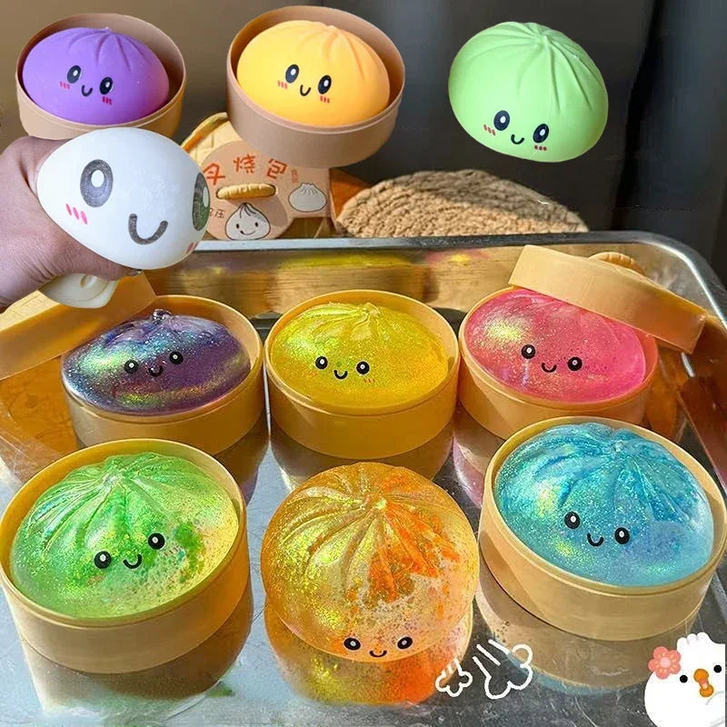Colorful Dumpling Squishes Stress Balls, Reusable Slow Rebound Decompression Toys, Dough Ball for Stress Relief & Children Gift Peaceful Pleasures Health and Wellness