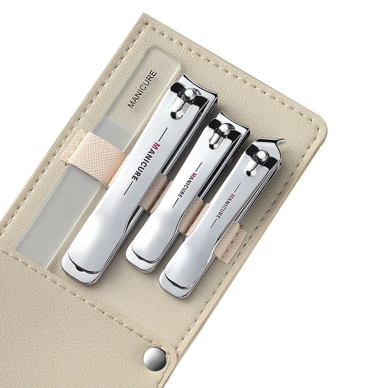 4 Pcs Manicure, Stainless Steel Nail Clippers, Beauty Tool Portable Set, Professional Grooming Kits, Travel Nail Kit Peaceful Pleasures Health and Wellness Silver