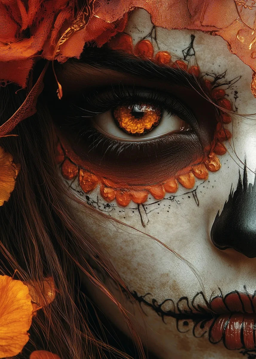 Day of the Dead Skull Girl Canvas Wall Art | Los Muertos Print