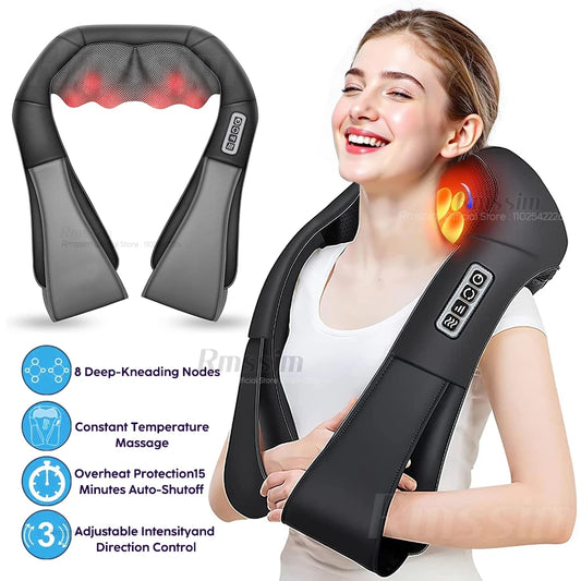 Shiatsu Heated Neck & Shoulder Massage Pillow | Deep Kneading Shiatsu Massage Pillow Peaceful Pleasures Health and Wellness