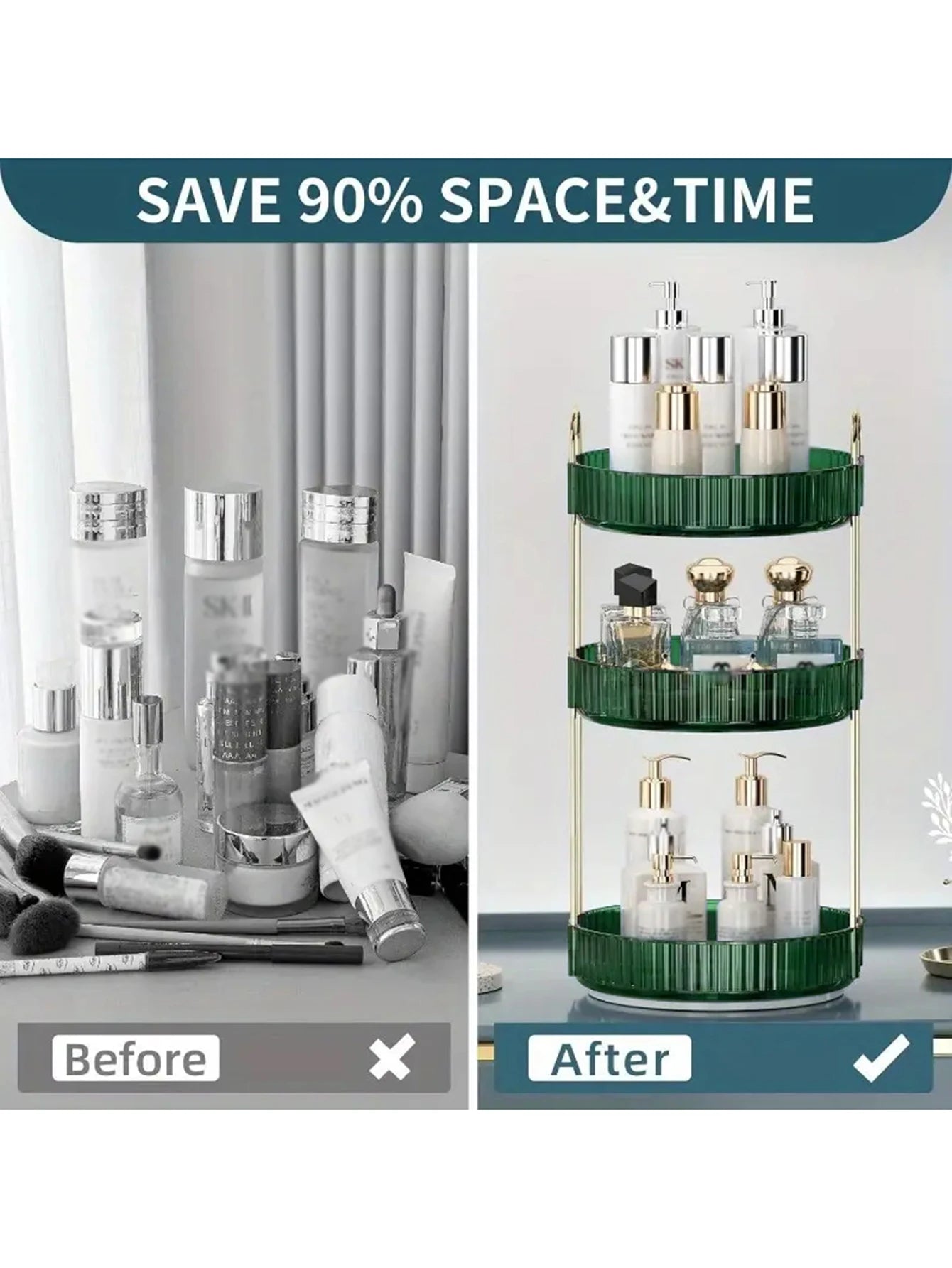 360° Rotating Makeup Organizer – 3-Tier Storage Rack Beauty & Personal Care Peaceful Pleasures Health and Wellness