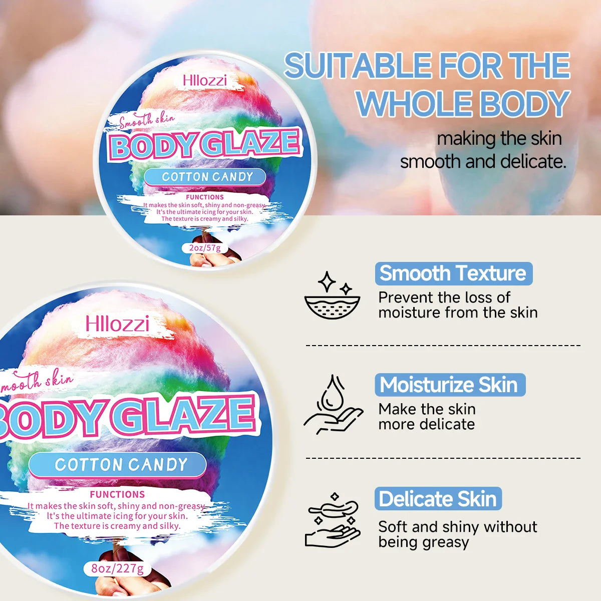 Marshmallow Body Glaze Cream – Moisturizing & Brightening 8oz