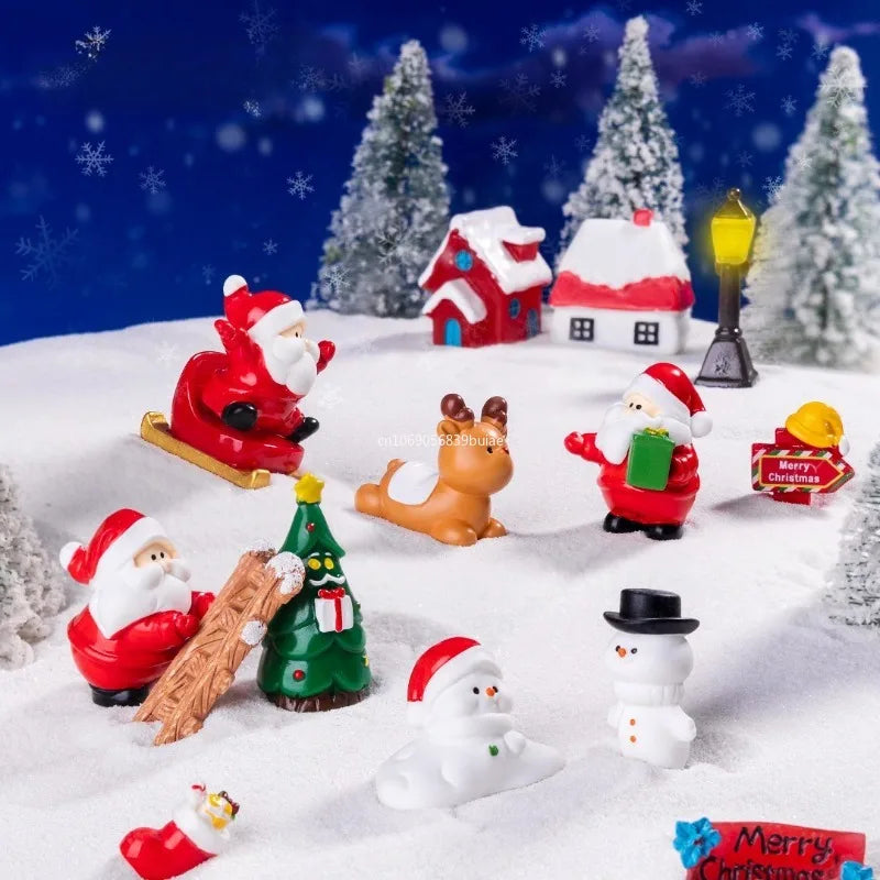 Creative Mini Santa Claus Elk Snowman Christmas Tree Resin Car Home Ornaments Micro Landscape Decoration DIY Accessories Gifts Peaceful Pleasures Health and Wellness