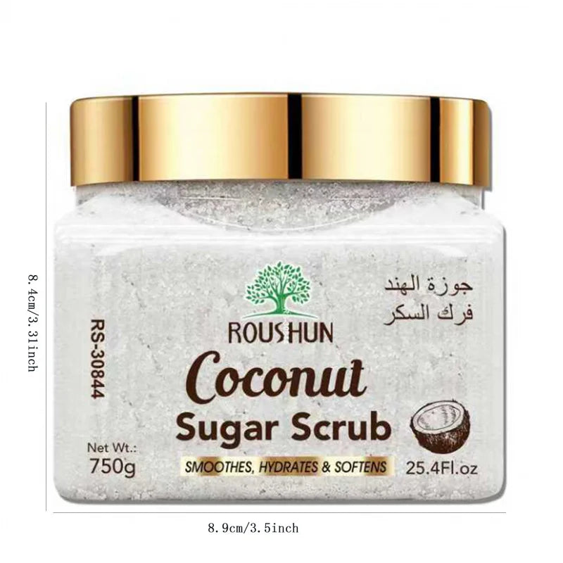 ROUSHUN Coconut Sugar Scrub Large Capacity Family Pack Body Scrub Gentle Deep Cleansing Skin Peaceful Pleasures Health and Wellness