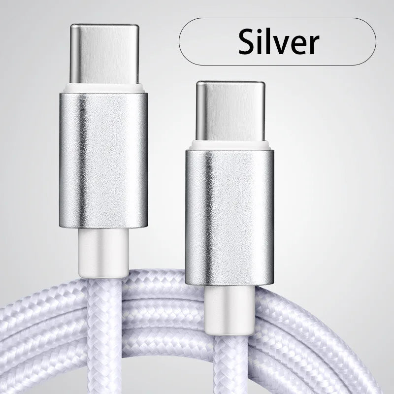 60W 5A USB C To Type C Fast Charging Data Cable USB Type C To Type-C Nylon Braided Fast Charging Charger Adapter Cable 1m 3m Peaceful Pleasures Health and Wellness Type-c to Type-c 1m