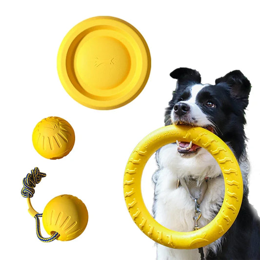 EVA Dog Toys 4-Pack – Flying Disc, Ball & Tug Rope Interactive Dog Toy Set Peaceful Pleasures Health and Wellness