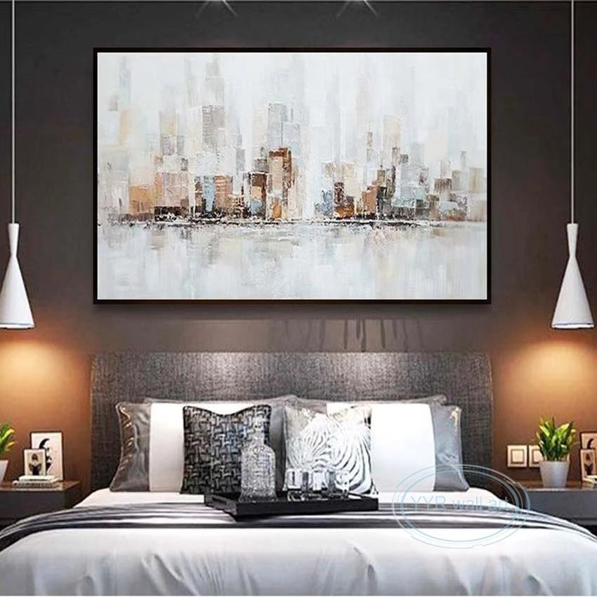 Wall Art Decor Picture Handmade Building Canvas Oil Painting Modern Abstract Acrylic Hanging Poster Home Hotel Aesthetics Mural Peaceful Pleasures Health and Wellness