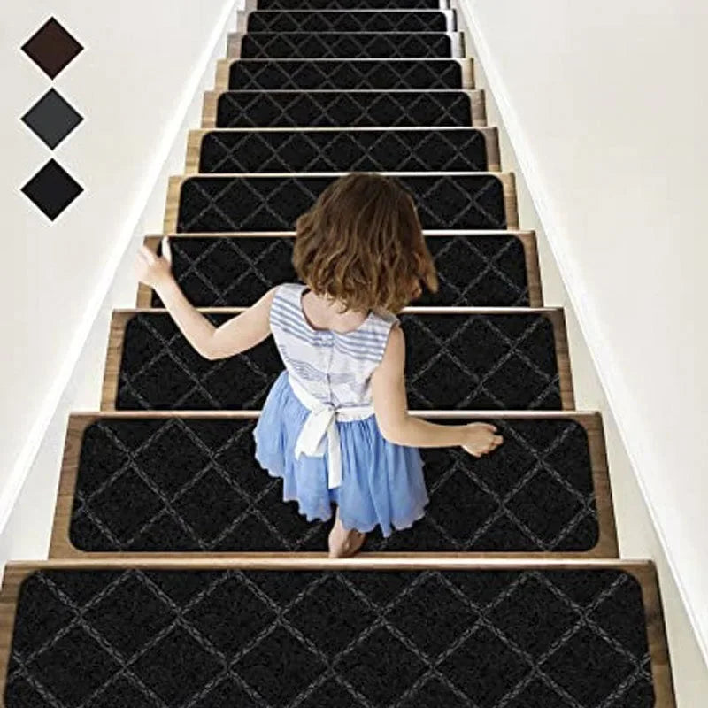 Non-Slip Staircase Mat Stair Carpet Treads Stair Pads Rug Tread Safety for Kids Elders and Dogs Home Hospistal Indoor Use Peaceful Pleasures Health and Wellness Style C Black 20W 76L cm 1pc
