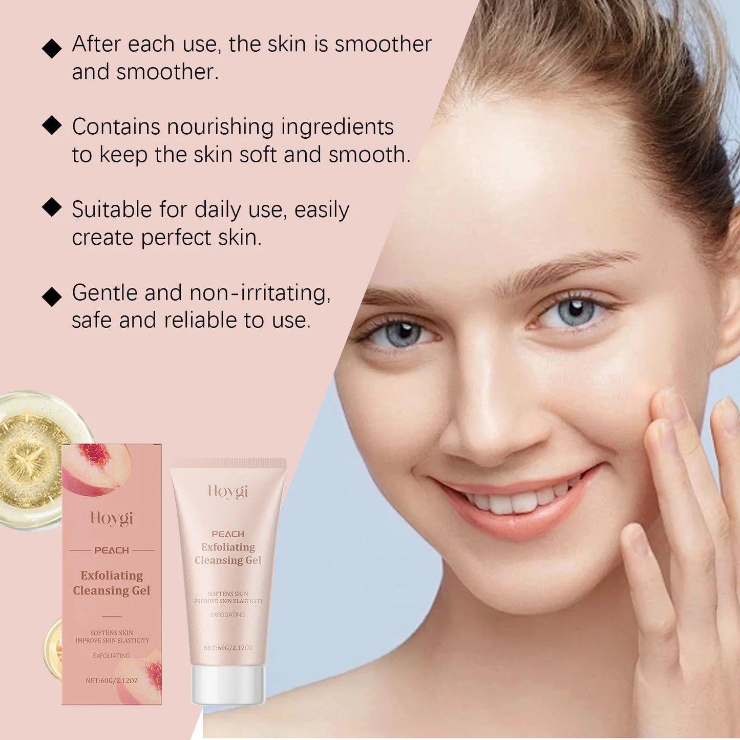 Peach Exfoliating Gel for Face Oil Control Deep Cleansing Skin Brightening Remove Dead Skin Smoothing Lemon Facial Scrub Gel 60g Peaceful Pleasures Health and Wellness