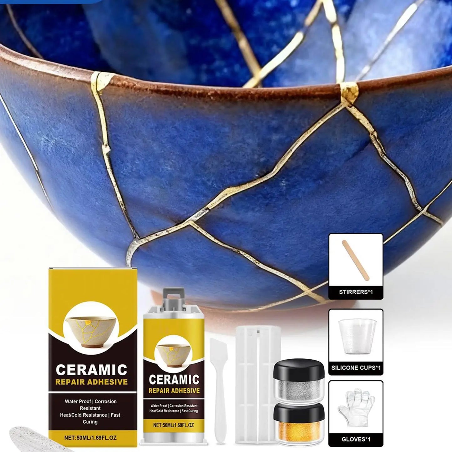 Kintsugi Gold Glue Ceramic Repair Kit | Food Safe Adhesive