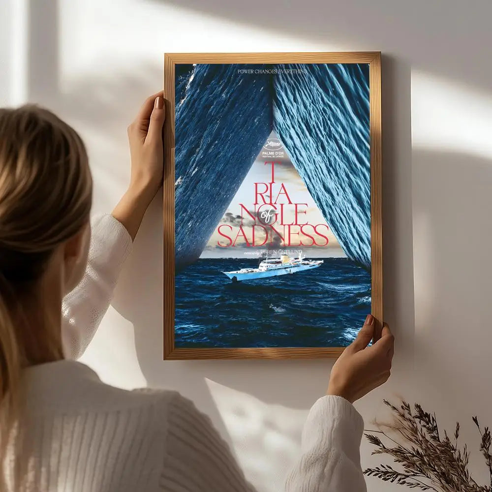 Movie T-Triangle of Sadness Poster HD Self Adhesive Waterproof Wall Art Ideal for Home Office Dorm Bedroom Great Gift Peaceful Pleasures Health and Wellness White2 40X50cmNoframe