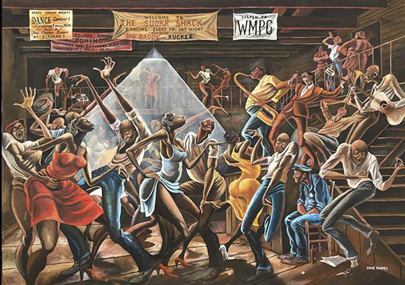 Ernie Barnes The Sugar Shack Canvas Wall Art | Unframed Print