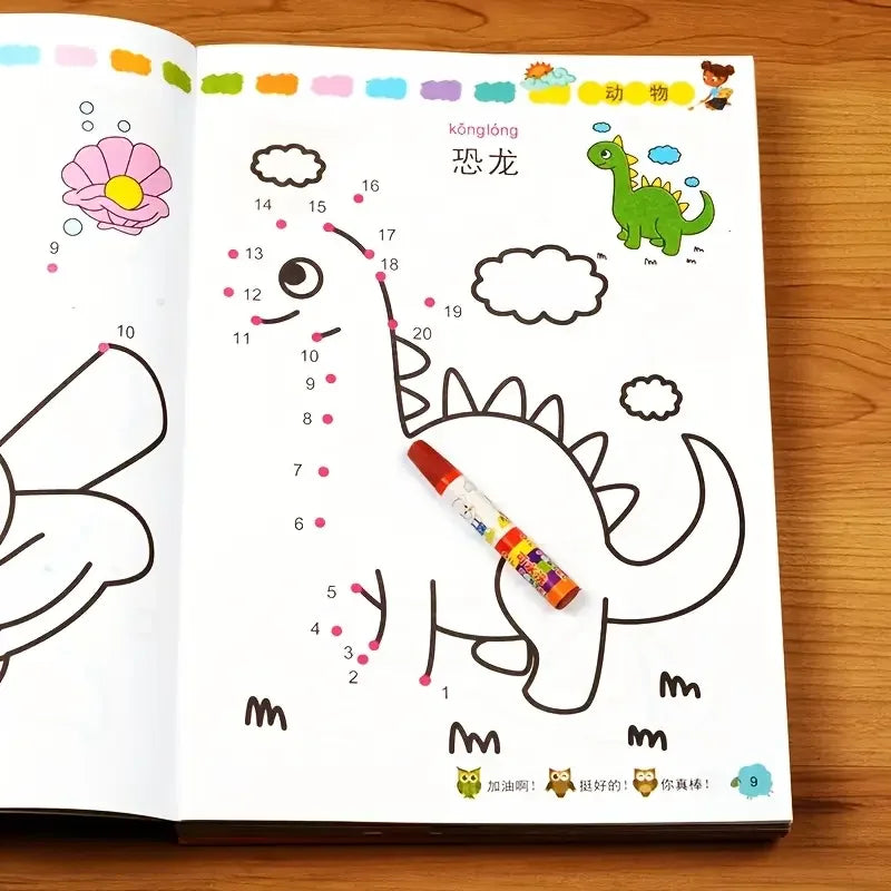 8 Books Coloring Book Children Featuring Connect-the-dots Designs