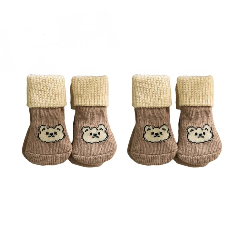 4-Pack Cartoon Anti-Slip Pet Socks for Dogs & Cats | S/M/L