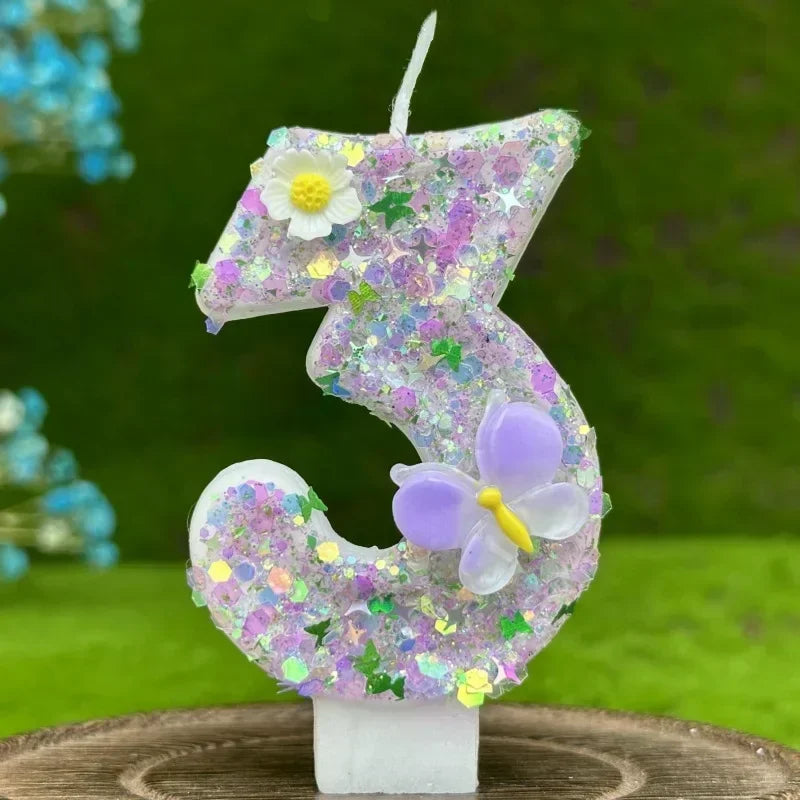 2025 Hot 0-9 Digits DIY Birthday Candles Butterfly Flowers Children's Birthday Girls Number Cake Decorations Candle Room Decor Peaceful Pleasures Health and Wellness 3