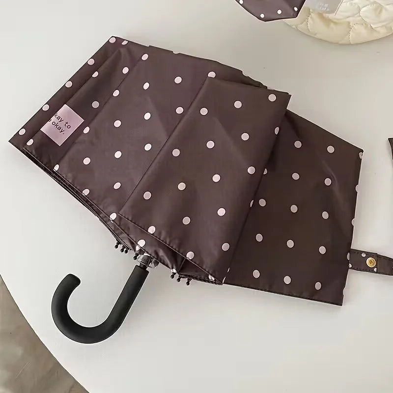 Korean Polka Dot UV Folding Parasol | Sun & Rain Umbrella Folding UV Parasol Peaceful Pleasures Health and Wellness 1Pcs