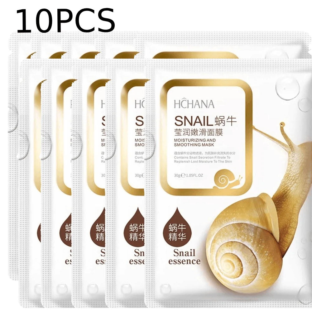 Snail Mucus Hydrating Sleeping Face Sheet Masks – 5 or 10 Pcs