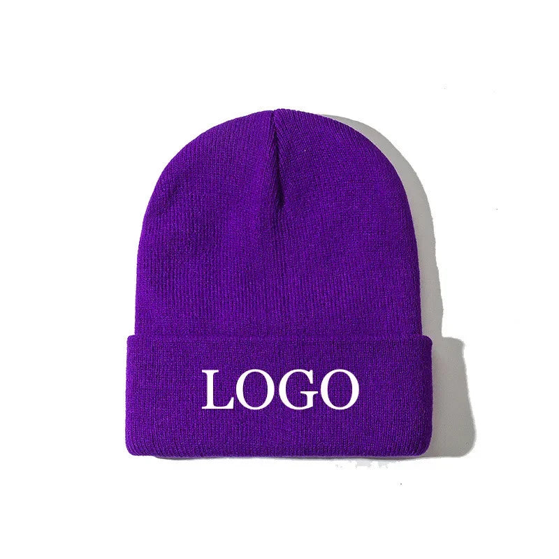 Custom Logo Ribbed Knit Beanie Hat | Unisex Winter Skullcap