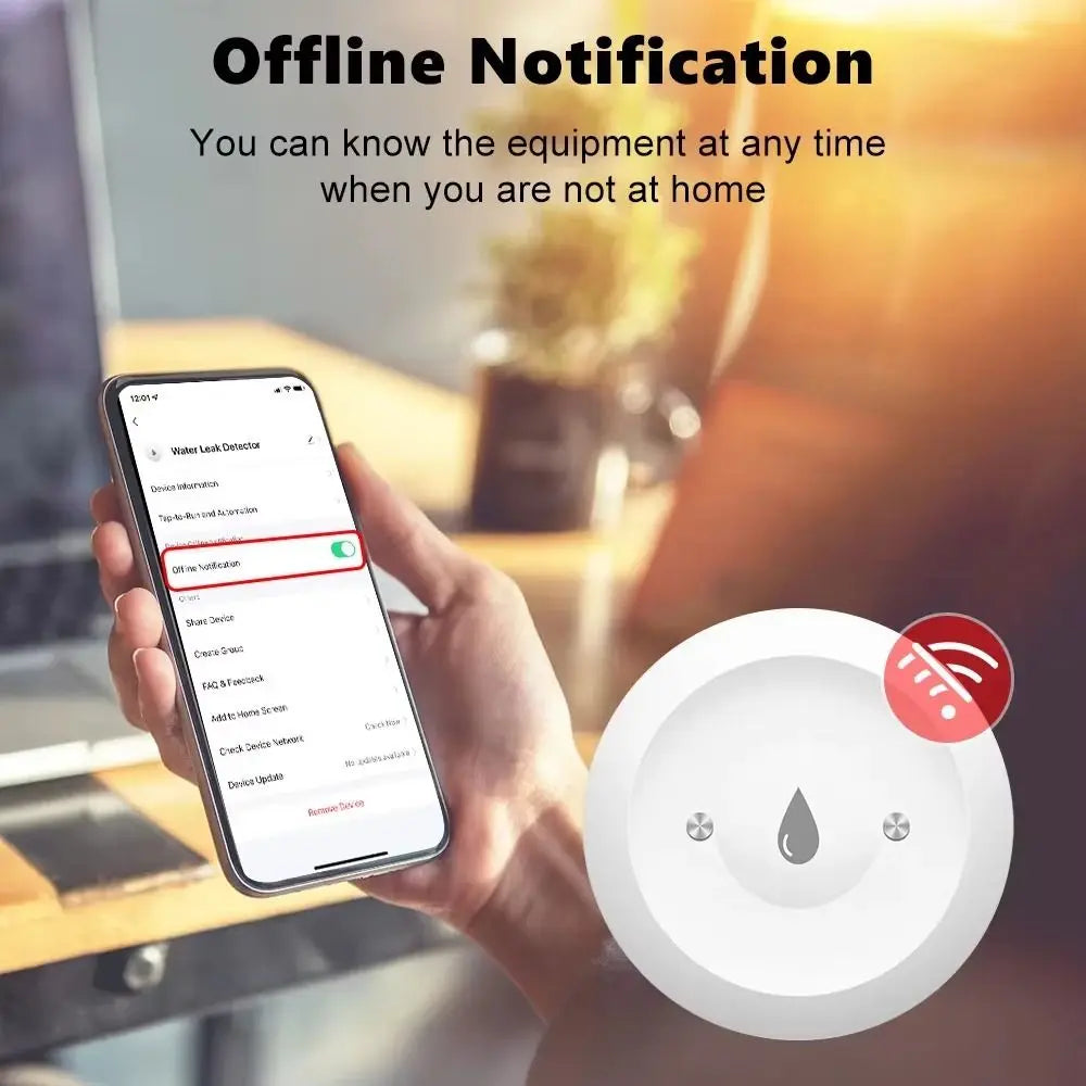 Alarm Function ZigBee Water Sensor APP Remote Monitoring ZigBee 3.0 Flood Water Detector Smart Life Control Peaceful Pleasures Health and Wellness