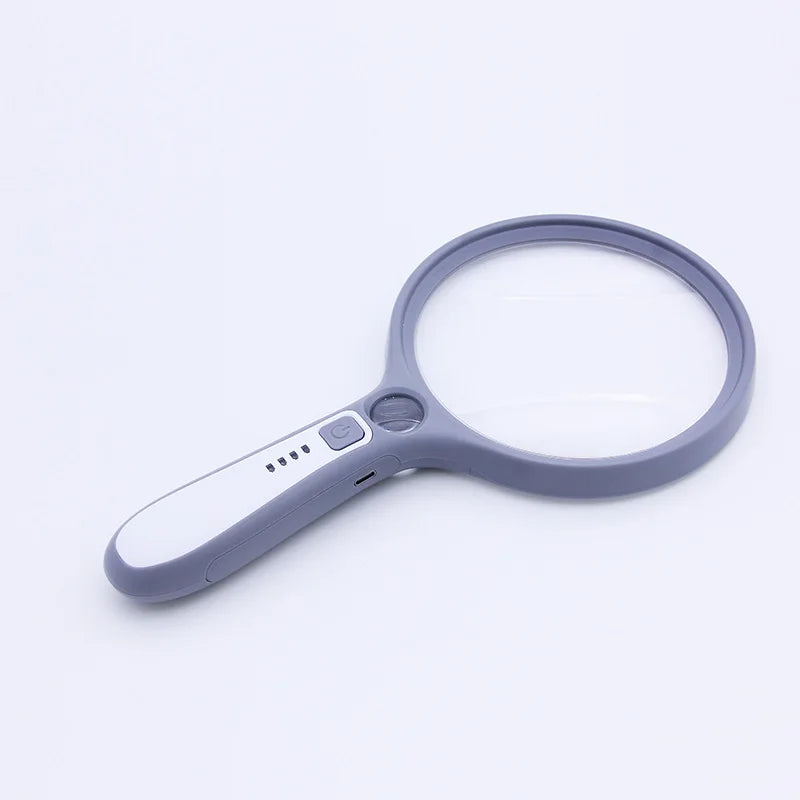 Handheld Magnifier Led-Lit 10X 130Mm Large Mirror Reading, Repair, and Charging Magnifier for The Elderly Peaceful Pleasures Health and Wellness