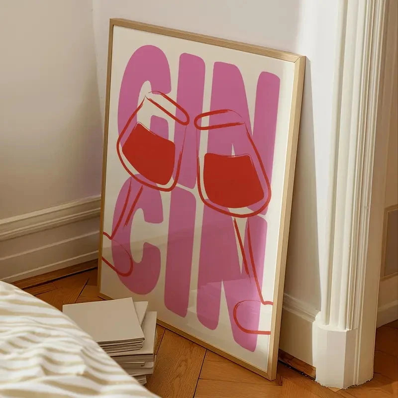 Cin Cin Wine Cheers Canvas Wall Art | Wine Lover Decor