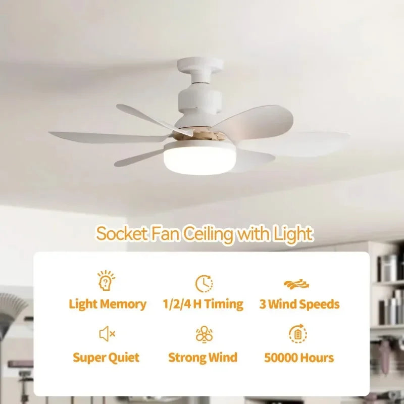 E27 LED 30W Ceiling Fan Light with Remote & Dimmer