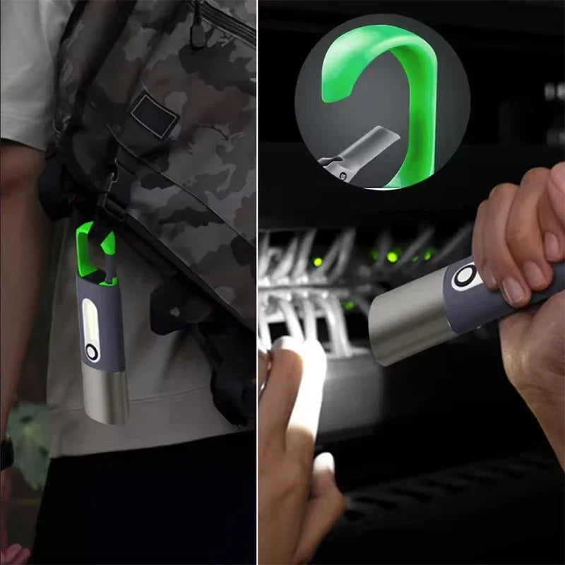 New Strong Light Outdoor Flashlight Led Side Light Charging Compact Will Carry Hook Self-defense Multi-functional Flashlight Peaceful Pleasures Health and Wellness