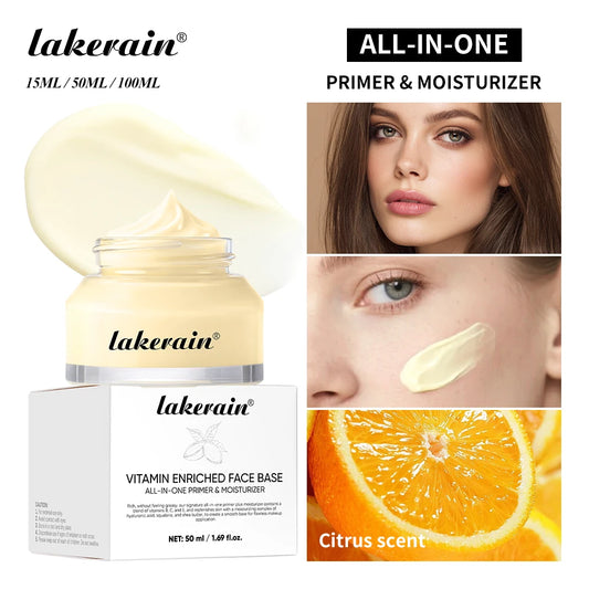 Lakerain Vitamin Facial Base Cream Long Lasting Makeup Nourishes Skin Deep Hydration Smoothly Flawless Smooth Pores Base Cream Peaceful Pleasures Health and Wellness