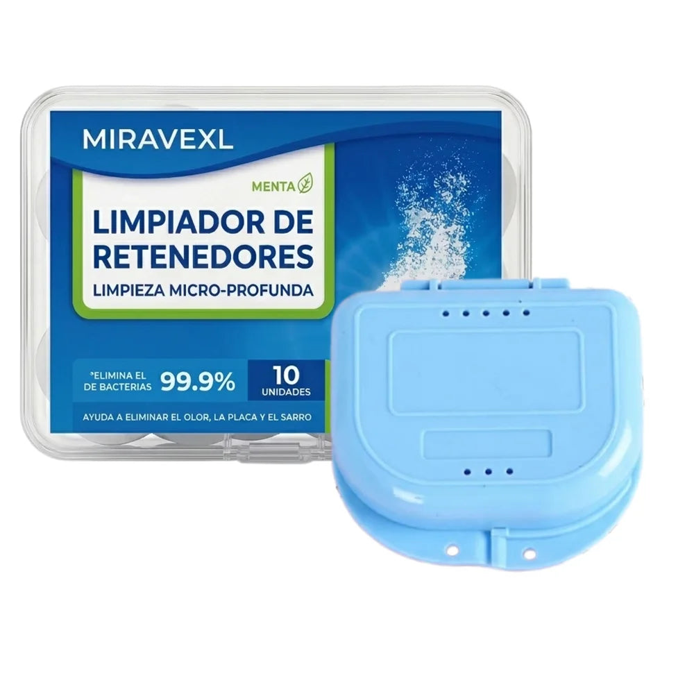 MIRAVEXL Denture & Retainer Cleaning Tablets + Storage Box