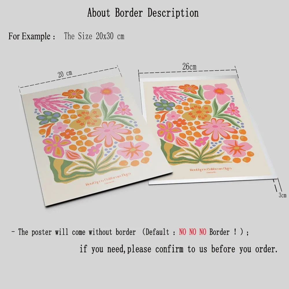 Painting Pink Flower Print Vintage Exhibition Poster Wall Art Pictures Room Home Decor Southern California Floral Canvas Peaceful Pleasures Health and Wellness