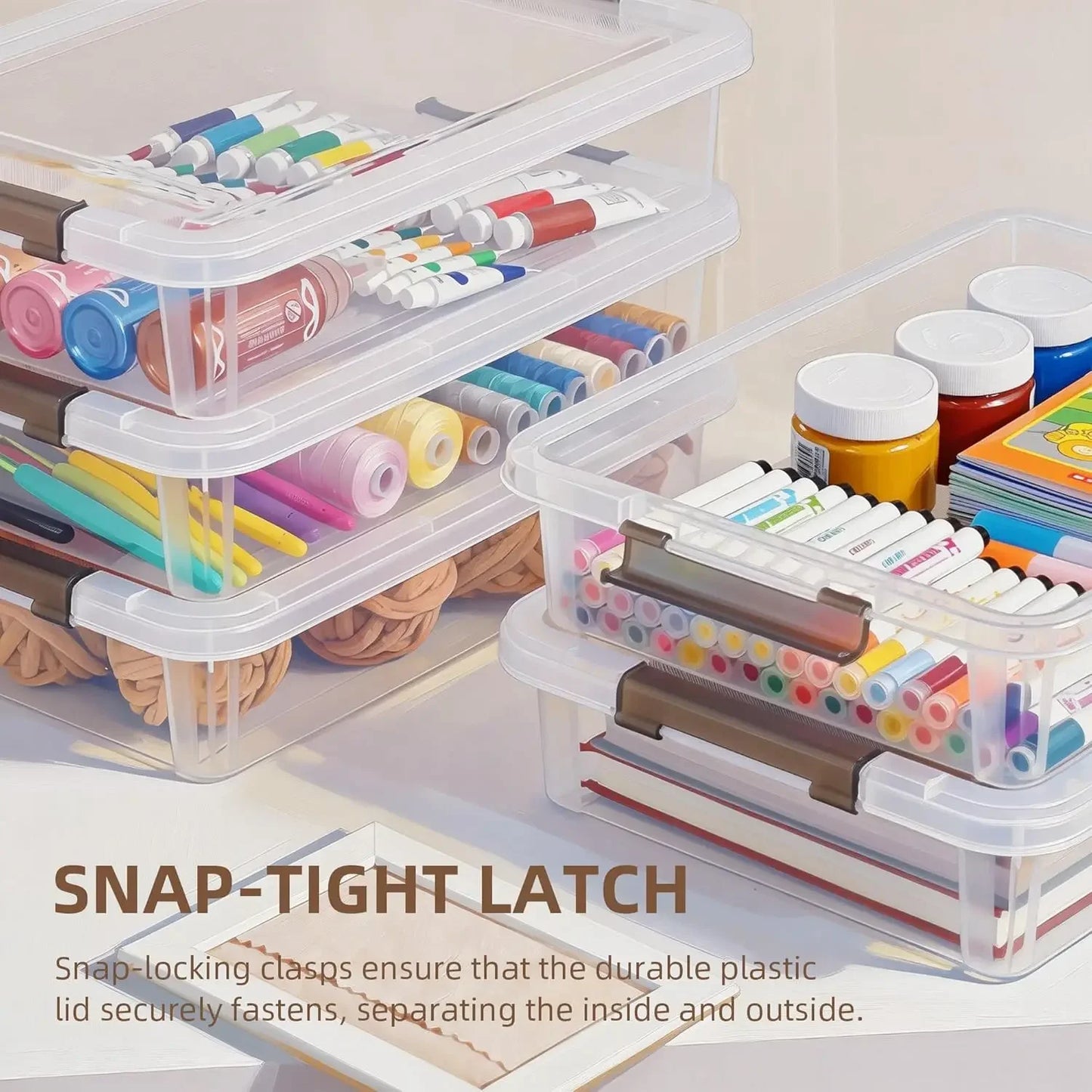 3-Pack Clear Plastic Storage Bins with Latching Lids, Stackable for A4 Paper, Photos, Documents - Portable Organizer Peaceful Pleasures Health and Wellness