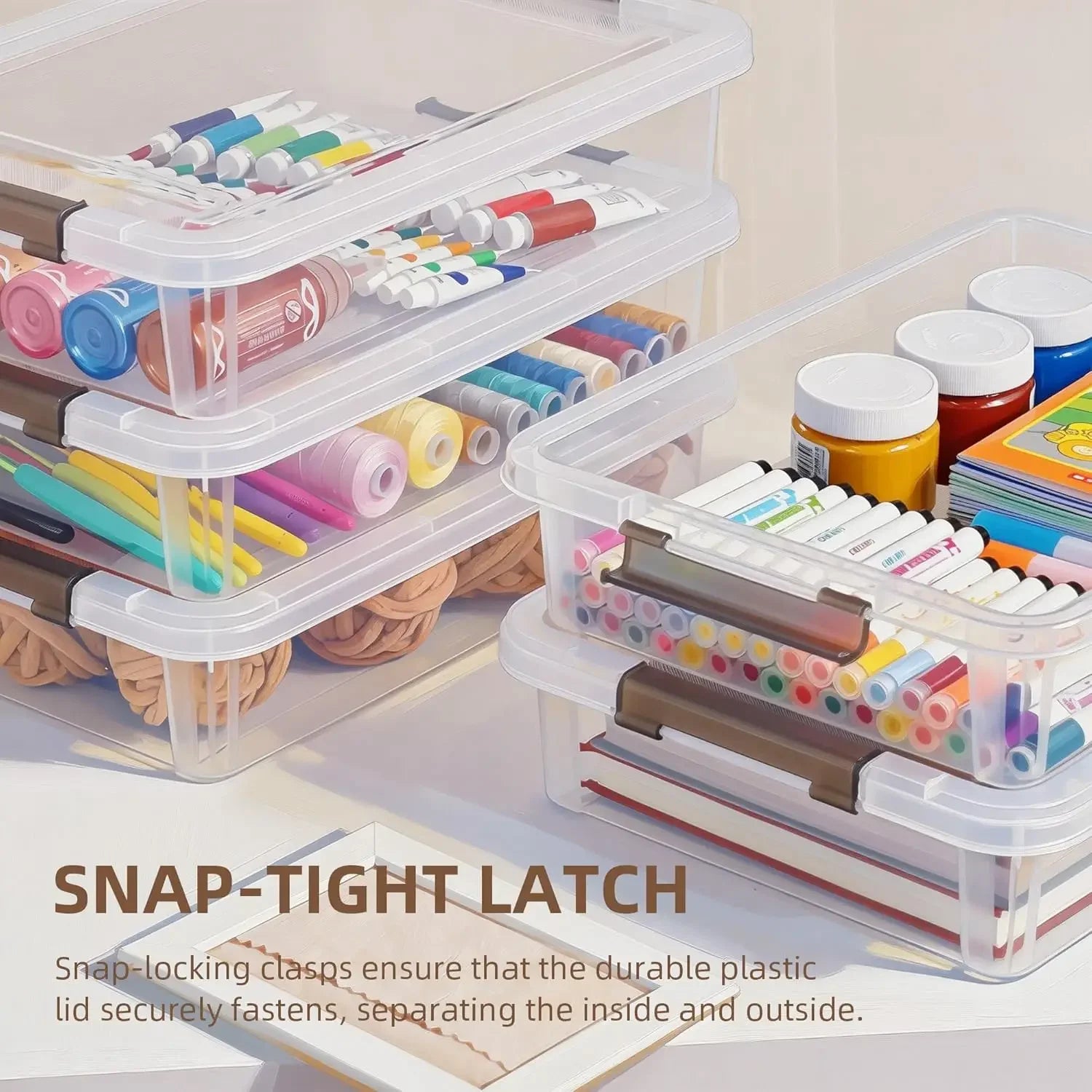 3-Pack Clear Plastic Storage Bins with Latching Lids, Stackable for A4 Paper, Photos, Documents - Portable Organizer Peaceful Pleasures Health and Wellness