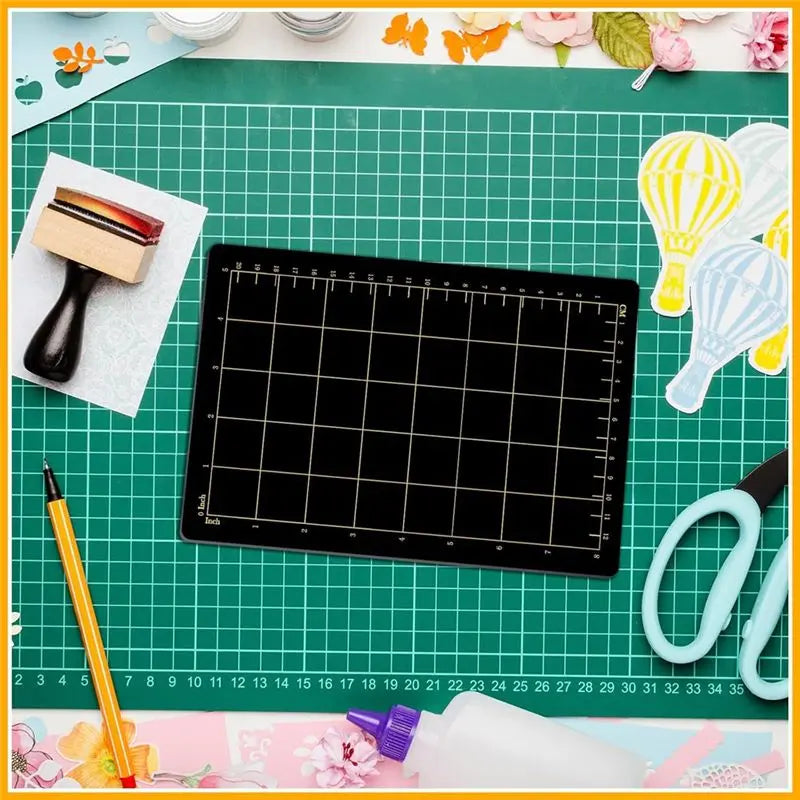 A36T-6Inchx8.9Inch Magnetic Spacers With Card Size Grid Cutter Accessories 0.8Mm Thick Black Embossing Machine Die Mats Peaceful Pleasures Health and Wellness