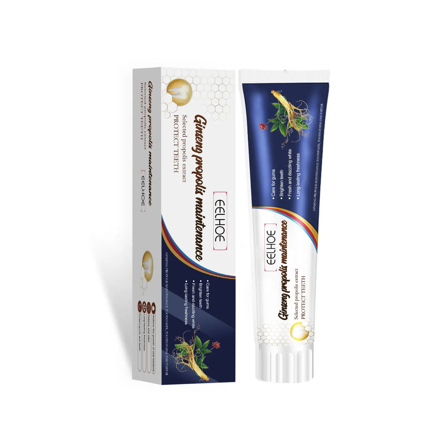 Ginseng Propolis Whitening Toothpaste Effectively Eliminating Bad Breath Remove Plaque Relieve Inflammations Gum Care Toothpaste Peaceful Pleasures Health and Wellness 100g Boxed