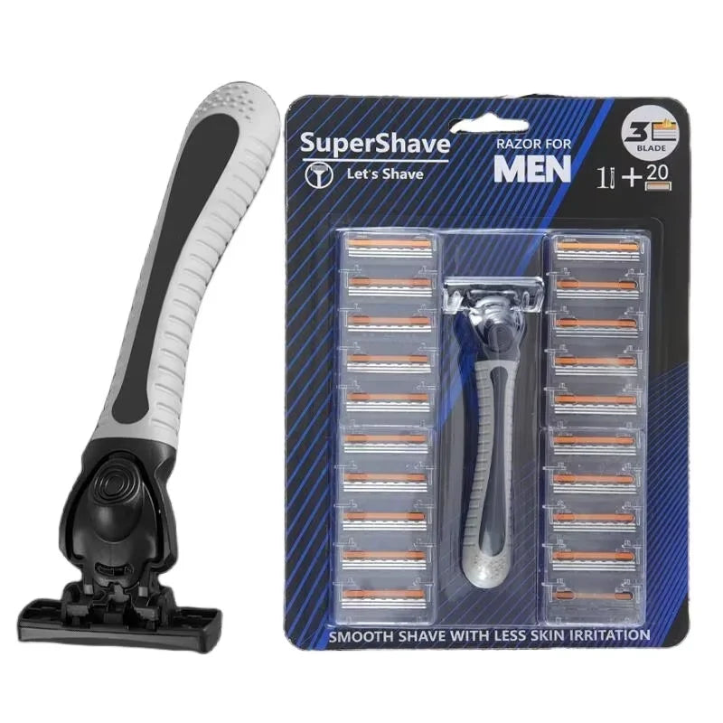 Triple Blade Reusable Razor with 18 Replacement Heads | Men & Women