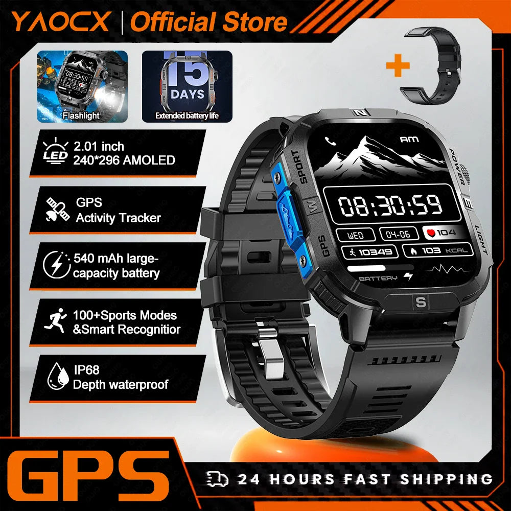 yaocx GTH3 Smart Watch 2.01" HD, BT Call, IP68, 100+ Sports