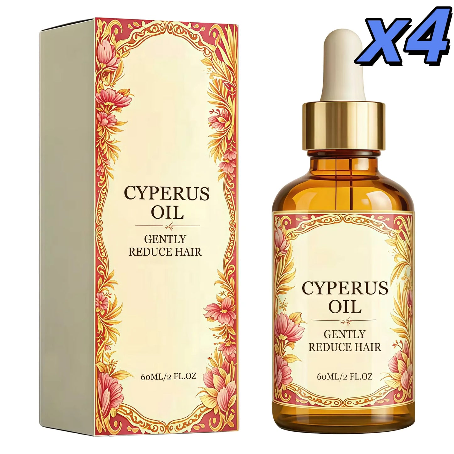 Cyperus Rotundus Oil Hair Growth Inhibitor Hair Removal Soft Smooth Repair Barrier Deep Hydration Moisturizes After Shave Oil Peaceful Pleasures Health and Wellness 4 x 60ml boxed