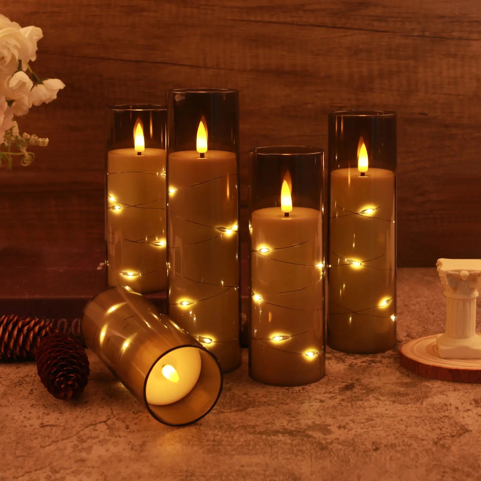 Flickering Flameless LED Pillar Candle Lights with Remote & Embedded Star String for Wishing Wedding Christmas Party Home Decor Peaceful Pleasures Health and Wellness