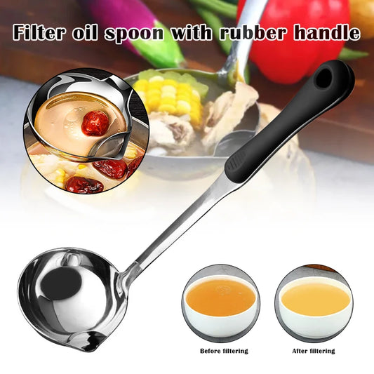 Home Strainer Cooking Stainless Steel Ladle Dinner Tableware Stainless Steel Soup Spoon Large Capacity Peaceful Pleasures Health and Wellness