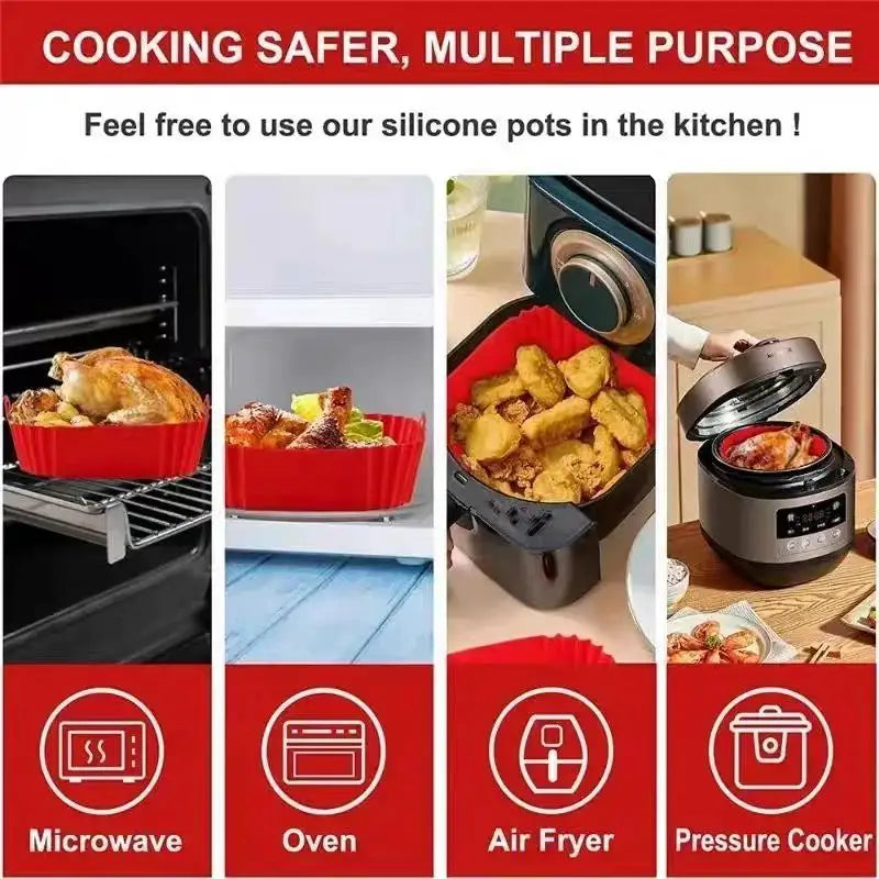 Silicone Air Fryer Liner – Non-Stick Reusable Square Baking Tray