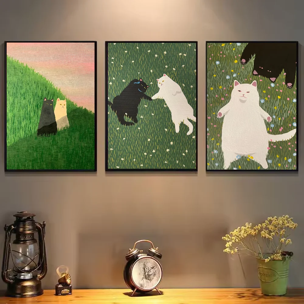 Funny Cute Cat Poster HD Waterproof Wall Art – Home Decor Wall Art Poster Peaceful Pleasures Health and Wellness