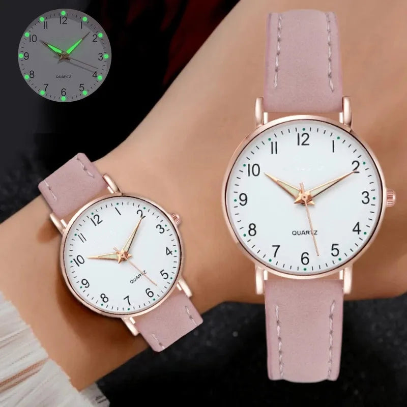 Women's Diamond Luminous Retro Quartz Watch – Leather Strap