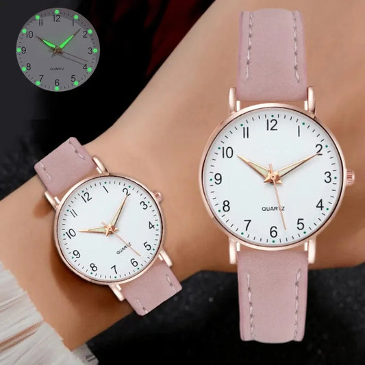 Women's Diamond Luminous Retro Quartz Watch – Leather Strap Ladies Quartz Watch Oasis Select