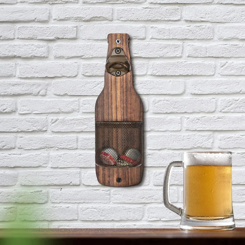 Wall Mounted Beer Bottle Opener Creative Bottle Cap Catcher Decorative Kitchen Bar Accessory Storage Tool for Home Wall Decor Peaceful Pleasures Health and Wellness