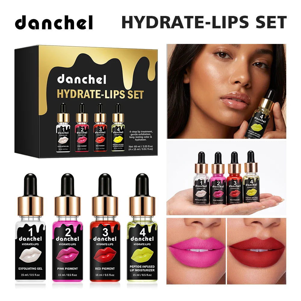 Korean BB Lip Gloss 4-in-1 Tinted Ampoule Serum Starter Set