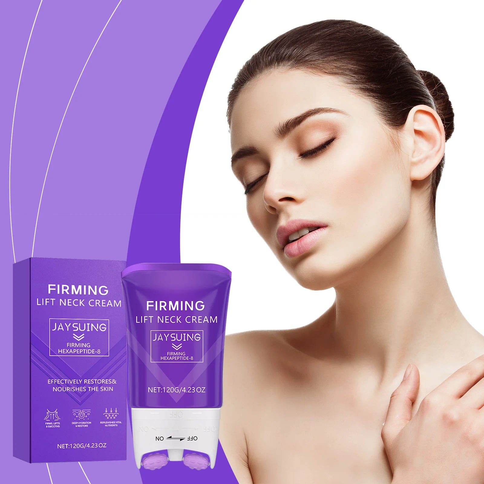 Neck Roller Cream Anti Wrinkle Tightening Eliminate Neck Lines Double Chin Moisturizing Firming Lifting Neck Revitalizing Cream Peaceful Pleasures Health and Wellness 120g 120g